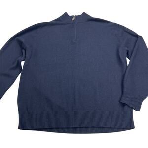 Allen Solly 100% Cashmere Navy Blue Quarter Zip Sweater Size L